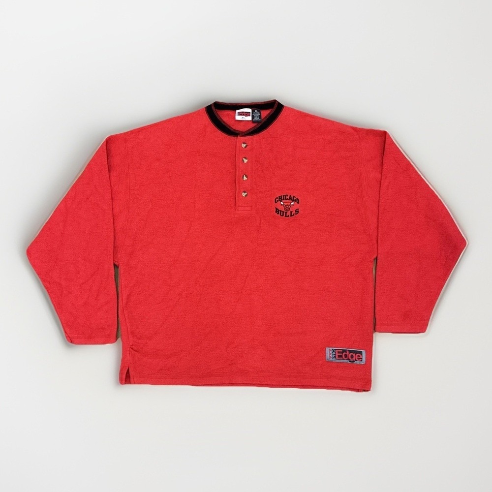 Vintage 90's Pro Edge NBA Chicago Bulls Jordan Red Henley Pullover - Mens XL